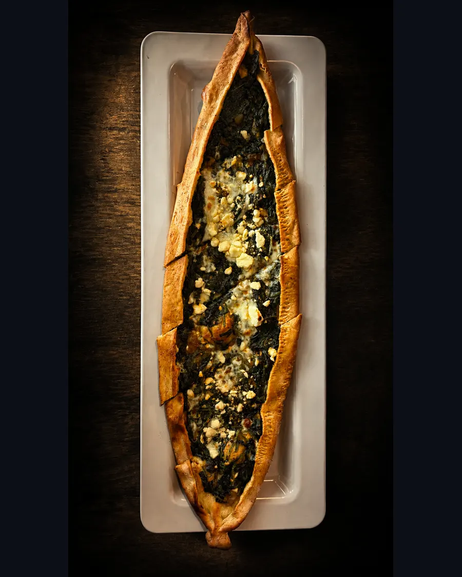 Spinach and feta pide