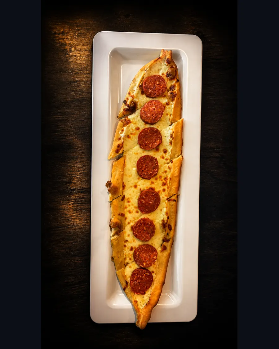 Sucuk and cheese pide
