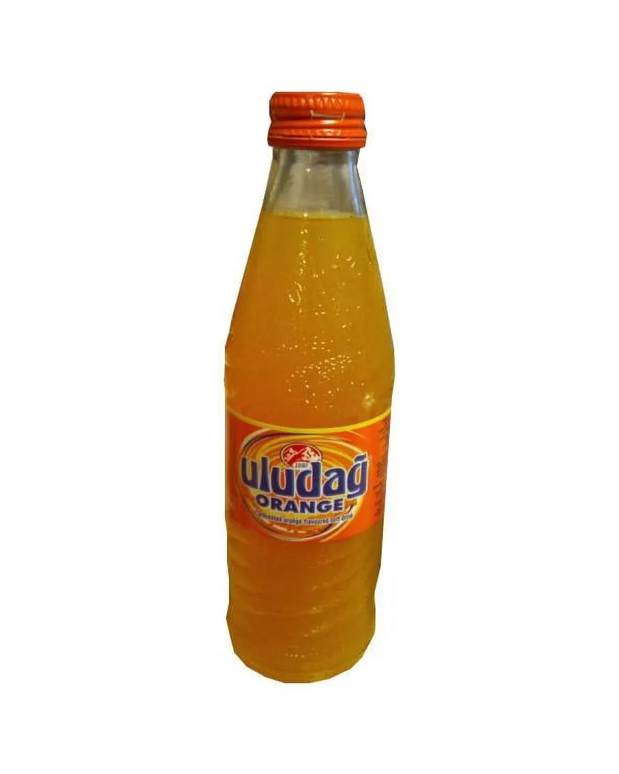 Front of an Uludağ Orange bottle